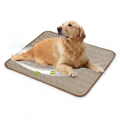 Tappetino rinfrescante per cani, resistente, lavabile, per cani e gatti, traspirante, resistente ai morsi, lettino estivo in gel portatile per alleviare il calore (marrone, L (70 x 55 cm)