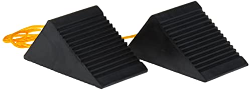 Best Deal Product Buyers Products WC35225 Mini Rubber Wheel Chock with Rope (Pair) , Black