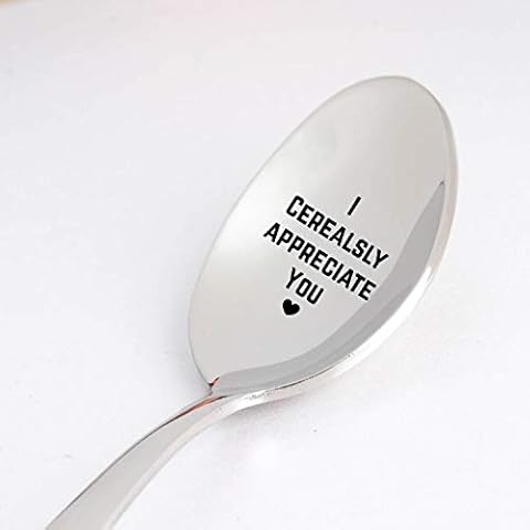 Appreciation Gift Engraved Spoon Gift - I Cerealsly Appreciate You | Funny Gift For Cereal Lover - New Job Gift | Graduation Gift For Teens | Social Worker Gift | Gift For Husband Boyfriend -7 Inch Cover