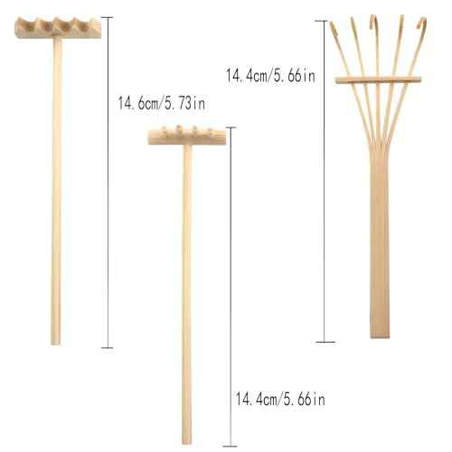 Set de 3 Mini Rastrillos Zen de Bambú para Jardín Decorativo miniatura 2
