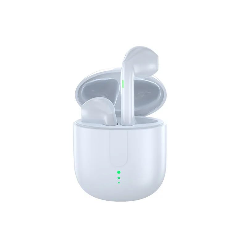 Auriculares inalámbricos Bluetooth 5.3 con cancelación de Ruido, micrófono Incorporado, Resistentes al Sudor, para música, Juegos, Auriculares internos estéreo Populares. Blancos.