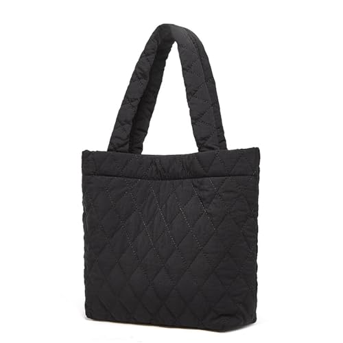 Sac à main de grande capacité en nylon étanche au motif losange avec poignées