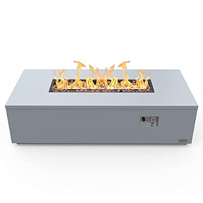 Onlyfire Premium 60” Outdoor Fire Pit Table with Lava Rocks& 12FT Hose, Large Propane Gas Firepit, Smokeless Fireplace 60,000BTU, Flame Adjustable for Backyard Patio Bonfire Party, Iron Patio Heater