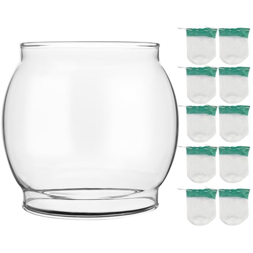 LVACODV 10-Pack Lantern Mantles & Glass Globe Replacement Compatible with Coleman Lantern Parts & Ozark Trail Lanterns Fits R690B051 & Other Fuel Lantern Models 200A/B 242/A/B/C