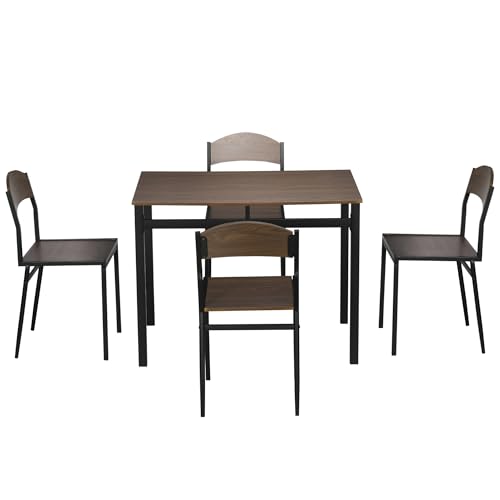5 PEZZI: Il set da pranzo include 1 tavolo rettangolare spazioso e 4 sedie abbinate