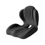Premium Memory Foam L-Shaped Seat Cushion, Ergonomic Seat Cushion with Lumbar Support, Back & Seat Support for Office Chair, Car, Wheelchair, Tailbone & Sciatica Pain Relief, Coccyx Comfort (Black)