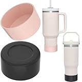 2 Pack Silicone Boot for Stanley 40 oz Quencher, Cup Boot Sleeve, Protective Water Bottle Boot, Simple Modern Boot, Tumbler Boot Silicone Bottom Accessories for Stanley Cup & Hydro Flask - Black+Pink