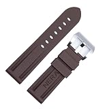 AEMALL Fluorine Rubber 22mm 24mm Watch Band Silicone Watchband for Panerai Watch Strap (Color : Brow