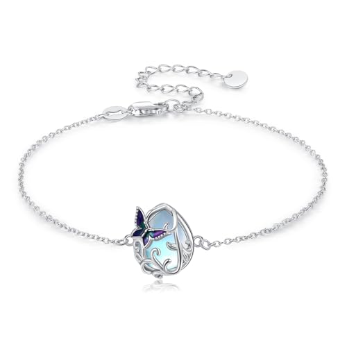 Image of Dragonfly Bracelet 925 Sterling Silver Butterfly Bracelet Adjustable Celtic Moon Bracelet Irish Celtic Jewelry Gifts for Women