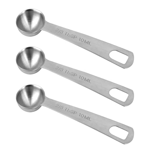 3pcs Measuring Spoon, Stainless Steel Teaspoons 2 Tsp | 2/3 Tbsp | 10 ML