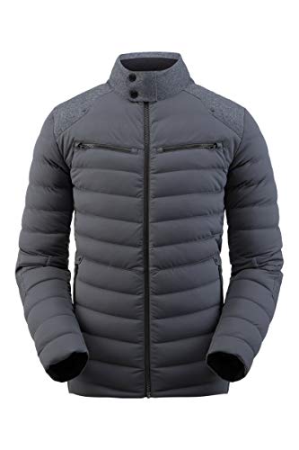 Spyder Men’s Alpine Stretch Down Jacket – Paneled Puffy Full Zip, Small, EBONY