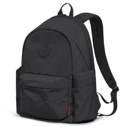 mixi Outdoor Lightweight Backpack Casual Carry On Laptop Backpack Travel Bookbag for Women Men, Water Resistant Durable Hiking Bag for Camping Weekender Sports College Work, 17 Inch, Black