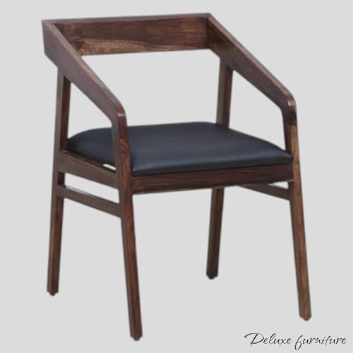 Image of Solid Sheesham Aram Chair for Living Room| Wooden Chair | Outdoor & Indoor Home Dining Room Furniture (Provincial Teak)