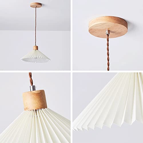 Candelabros de diseño antiguo y lámpara colgante de madera plisada E14 6