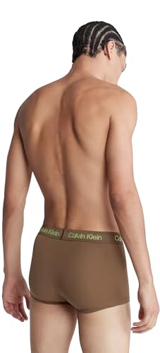 Calvin Klein Mens 3 Pack Stencil Logo Cotton Stretch Low Rise Trunk (US, Alpha, Medium, Regular, Regular, White/Nightshade/Coffee)3
