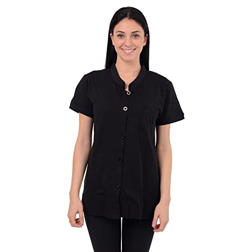 Post Mastectomy Shirt -Band Collar Button Down Blouse with Drain Pockets for Drainage Management - Women's Recovery Clothing2