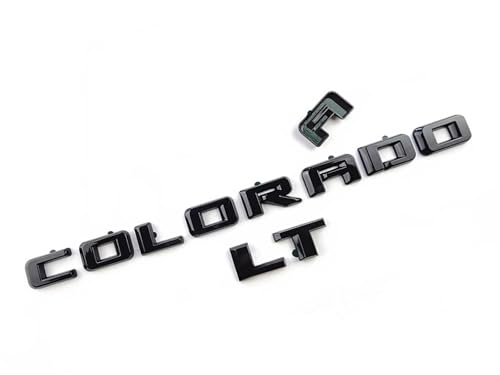 Image of Overlay Door Rear Emblems Letters 3D Badge Nameplate Replacement for 2023+ Colorado 3PCS (LT Version Gloss Black)