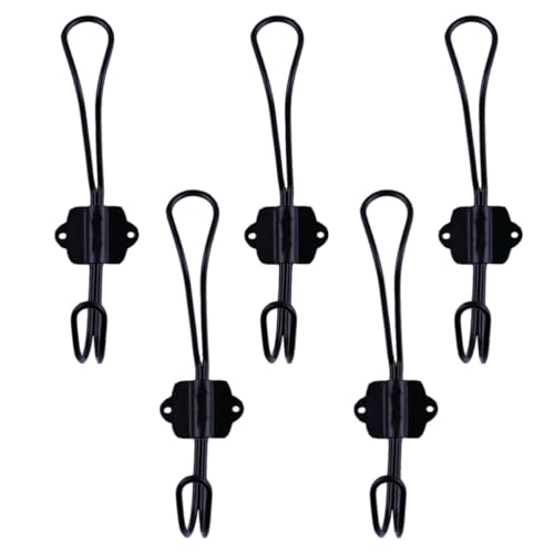 DOITOOL Ganchos Negros para Ropa 5 Piezas de Hierro Tornillos para Colgar en Baño y Armario, Uso en Hogar y Oficina