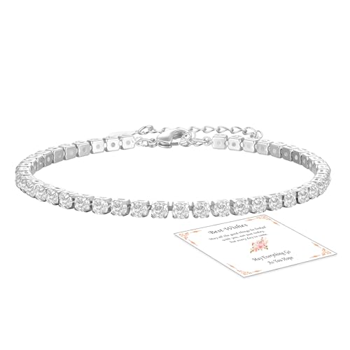 Armband Damen Silber,Sterling Silber Tennisarmband Verstellbare Schmuck Geburtstags Weihnachten Geschenk für Sie Frauen Freundin Mama Oma Tochter Tante