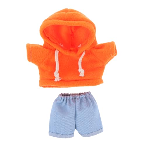 UPKOCH Versatile 20cm Plush Bear Costumes Include Hooded Sweaters and Jeans Toy DIY for Dolls