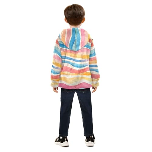 Wavy Print Girls Fleece Jacket Girls Fall Jacket Girls Zip Up Hoodie Girls Sherpa Jacket 2-10T4