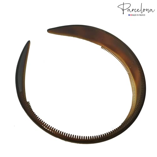 Parcelona French Extra Wide Tortoise Shell Brown Celluloid Inner Nibs Flexible Hair Headband Fashion Headband For Women Strong Hold Grip No Slip Durable Styling Girls Hair Accessories thumb #4