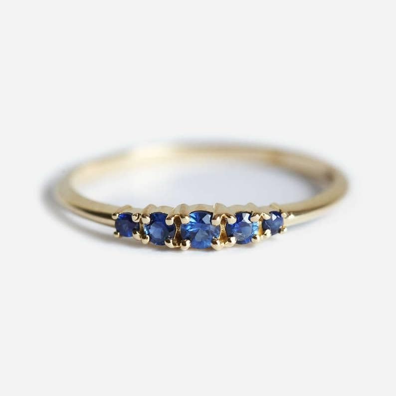 Blue Sapphire Ring, 14k Gold Premium Plated Ring, Sapphire Womens Ring, Gemstone Ring for Women's Gift for Her Sapphire Satcking Ring4