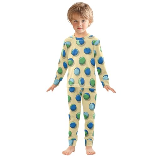Pajama Sets Long Sleeve Beach Balls Pattern Print Soft Comfy Sleepwear 2 Piece PJS 3-8T2