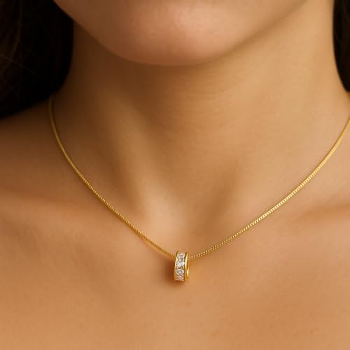 Cerulenne 14K Gold Plated Diamond Pendant Necklace for Women, Dainty Paperclip Chain Choker, Cute Small Waist Pendant, Simple & Trendy Gold Jewelry Gift4