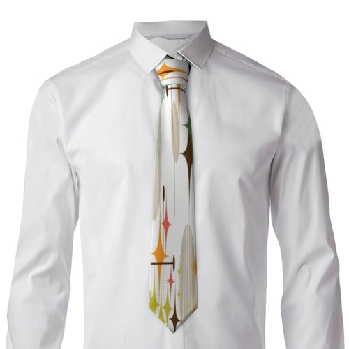 Mid Century Modern Starbursts And Globes Men'S Classic Silk Smooth Tie, Suitable For Pairing With Formal Occasions4