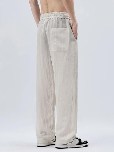 Summer Thin Linen Pants Men Elastic Waist Jogger Casual Trousers Male4