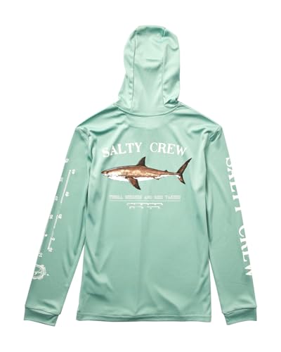 Salty Crew Boy's Bruce Hoodie Sunshirt – UPF 50+ Long Sleeve Fishing Shirt with Hood for Kids