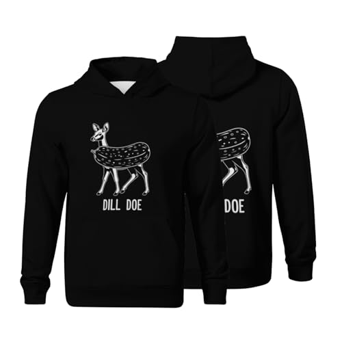 Kids Vintage Dill Doe Funny Pickle Deer Boys Girls Lightweight Kangaroo Pocket Fleece Hoodies