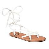 ★★【HANDMADE BRAIDED STRAPS】 - Strappy sandals for women are woven-hand with quality and comfy fabric, you could be adjusted according to the size of your ankles and then wrap two loops around your ankles and tie acute charming bows. ★★【...