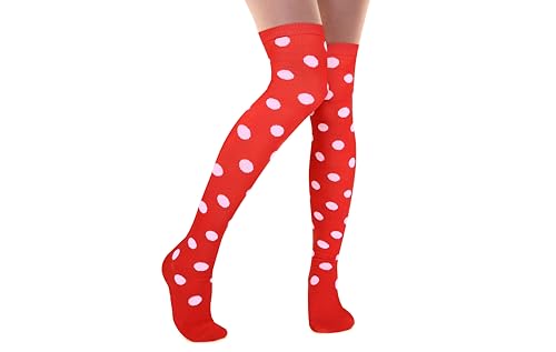 Image of Violet Mist Thigh High Socks for Women Novelty Polka Dot Over the Knee High Socks Black Funny Extra Long Sock Thigh Highs