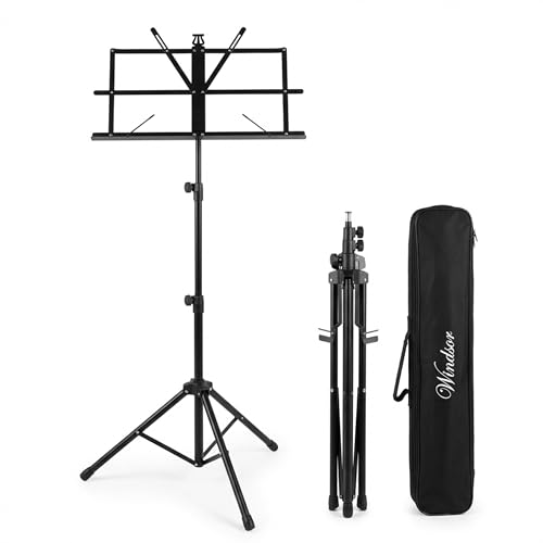 Windsor Réglable Musique Feuille Pliable Stand avec Mallette de Transport Noir