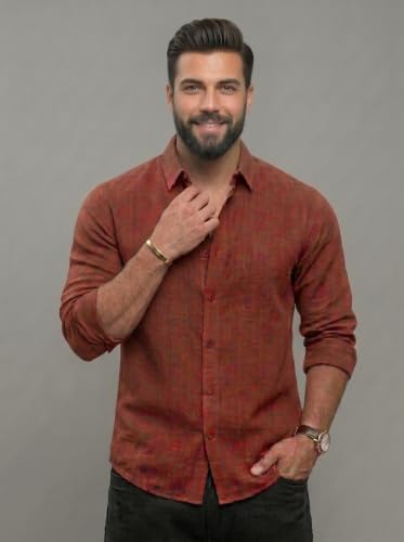 Image of NexaFlair Men's Regular Fit Solid Pattern Laffer Cotton Shirt with Long Sleeve Collared Neck Standard Length and Button Down Closure Type | Mens Casual Shirts | Man's Formal Shirts