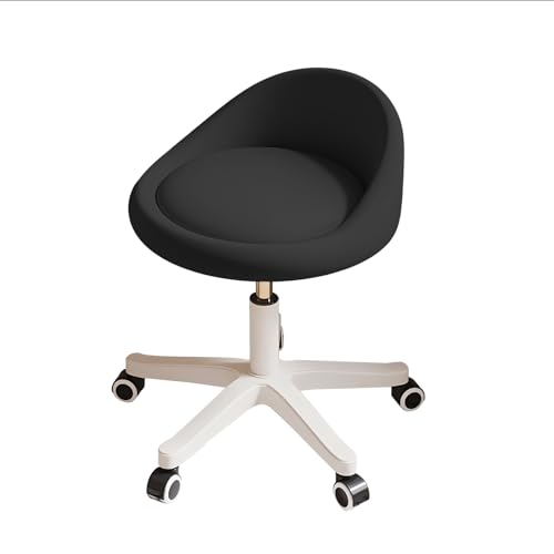 Rolling Stool – Ergonomic Swivel Seat, Adjustable Height, Ultra-Quiet Wheels, Padded PU Leather Cushion, for Salon, Office, Massage & Medical Use Black Set of 1 by Timbertouch - Image 7