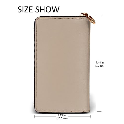 Cartera de cuero marrón claro estampada de 7.5 x 4.1 pulgadas 5