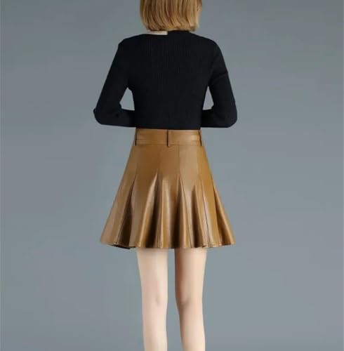 Womens High Waist Genuine Leather Mini Skirt Slim Fit Plus Size Short Skirt Casual Party Outfit4