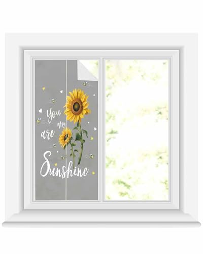 Vinilo decorativo para ventana con diseño de girasoles y privacidad, 19.6''x39.3'' miniatura 1
