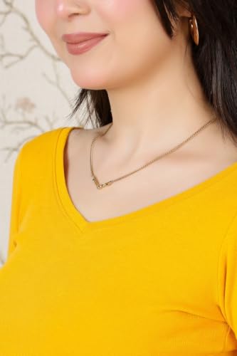 Image of Mlada V-Neck Stretchable Saree Blouse Top for Women | Slim Fit 3 /4th Sleeves Solid Cotton Blouses | Readymade Saree Blouses for Women Festive & Ethnic | Blouse Crop Top