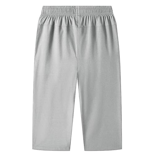 Capri Pants for Men Below Knee Athletic Cropped Pants Big and Tall Men Running Trousers Quick Dry Loose Elastic Waist2