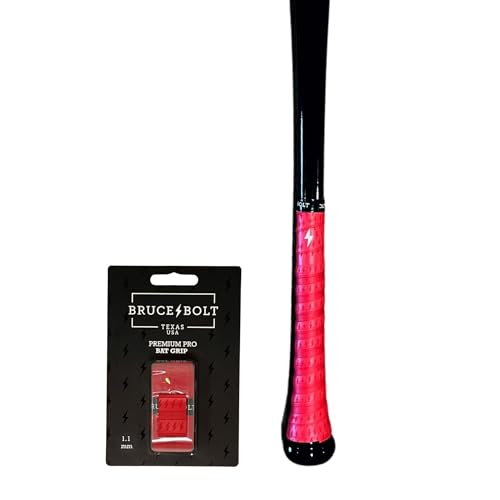 BRUCE BOLT Premium Pro Baseball & Softball Red Bat Grip - 1.1mm