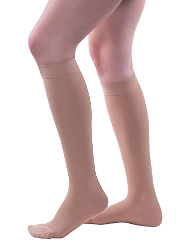 Image of Allegro 20-30 mmHg Firm Knee High Compression Stockings for Men and Women | Support hose with durable fabric and full toe coverage for comfortable everyday wear during work, travel and active days
