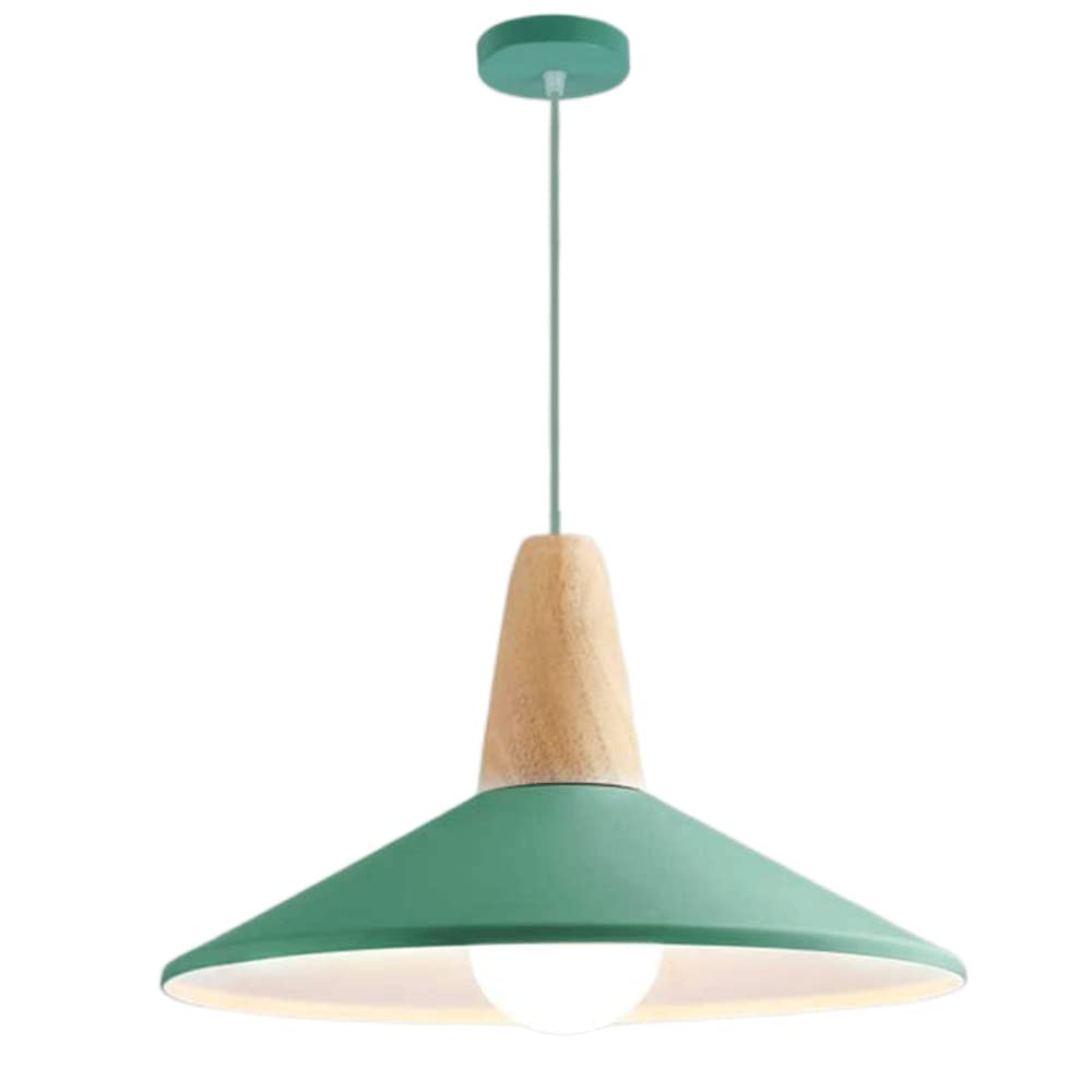 CHENKUI Danish Style Chandeliers,Nordic Wood Art Metal Single Head Macaron Pendant Light Pendant Light Creative Personality Lampshade Lighting for Kitchen Island, Hallway,Bar,E27 Screw Fixtures