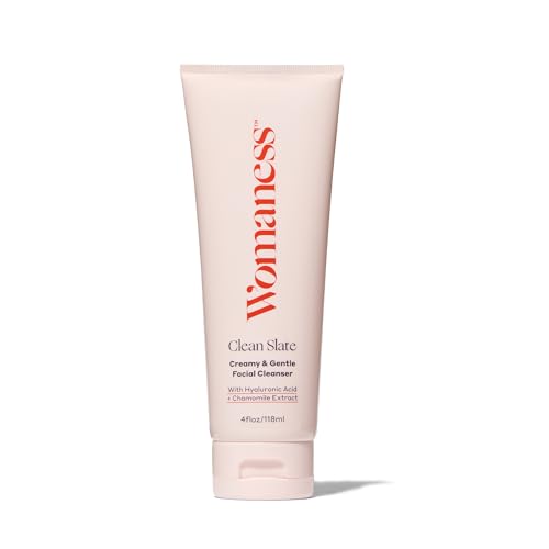 Womaness Clean Slate - Hydrating Cream Facial Cleanser for Women - Face Wash Sensitive Skin - Gentle Non Foaming Cleanser for Dry and Aging Skin with Hyaluronic Acid and Lactic Acid - 4oz