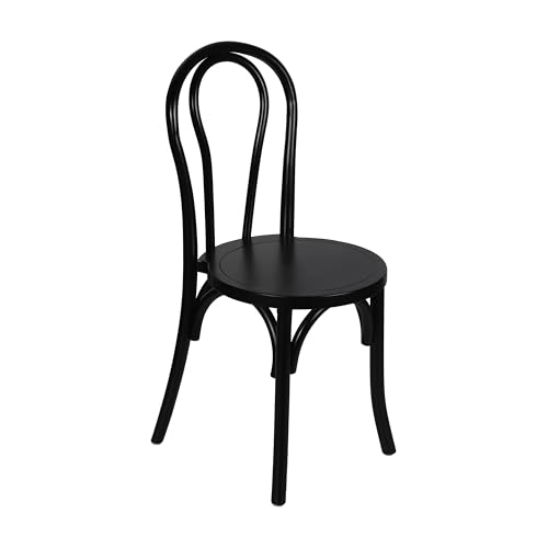 Flash Furniture Betsy Commercial Solid Wood Dining Chair, Thonet Style, Stackable Design, Mortise and Tenon, 350 lbs. Static Weight Capacity, Black