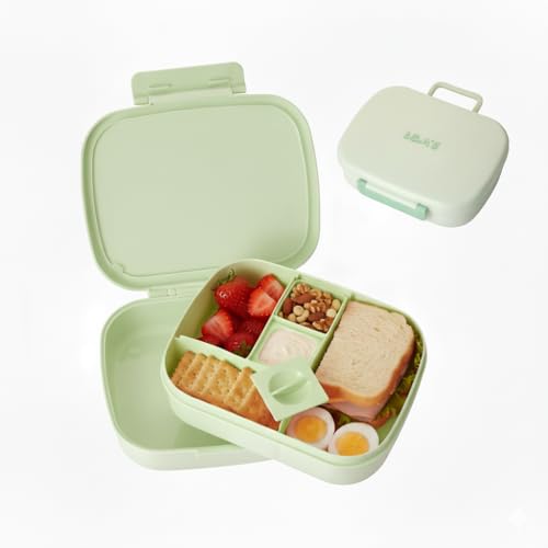 L&A's Leak-Proof Easy-to-Carry Lunch Box, 4 Compartments, Large Capacity Holds