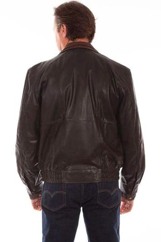 Image of Scully Men's Chocolate Leather Rectangle Coat